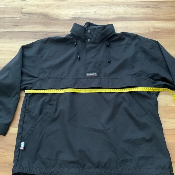 Chaps Ralph Lauren Anorak Jacket Men’s Large Black Hood Pouch Pullover - Picture 2 of 13